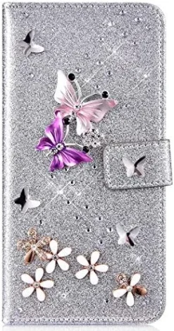 Compatible With Samsung Galaxy S8 Case Glitter Shiny Butterfly Rhinestone Floral Pu Leather Diamond Flash Bling Wallet Strap Case With Card Holder Magnetic Stand Flip Cover Case,Gold -Kitchen Island Sale 51SGNQtzbXL. AC 1