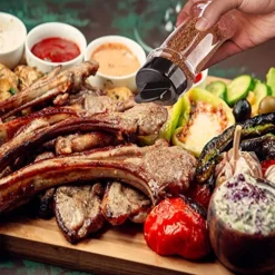 OyalHouse 12 Pack 5.5 Oz Plastic Spice Jars With Black Cap, Clear And Safe Plastic Bottle Containers With Shaker Lids For Storing Spice, Herbs And Seasoning Powders, BPA Free, Made In USA -Kitchen Island Sale 51SHUT6oymL