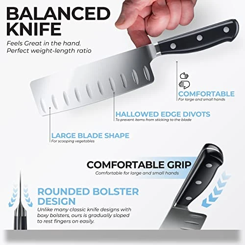 Best Nakiri Knife Square Vegetable Knife - Hallowed Edge Razor Sharp Japanese VG10 High Carbon Steel - Full Tang Balanced Handle For Produce, Fruits, And Veggies 5 Best Nakiri Knife Square Vegetable Knife - Hallowed Edge Razor Sharp Japanese VG10 High Carbon Steel - Full Tang Balanced Handle For Produce, Fruits, And Veggies - Image 5