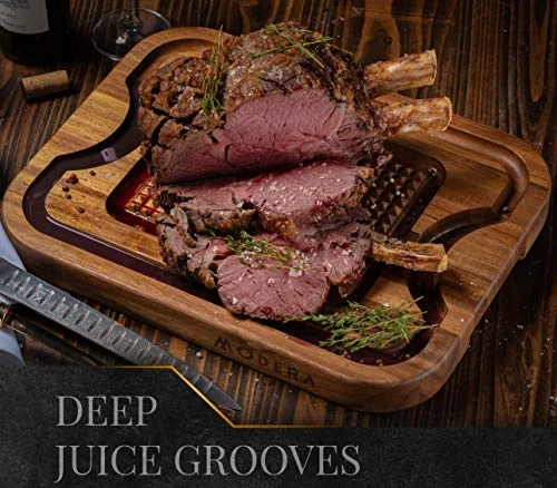 Large Acacia Wood Cutting Board, Premium Butcher Block For Carving Meat W/Deep Juice Grooves, Non Slip Spikes Reversible Design For Slicing Chopping & Serving Mothers Day Holiday Gift | 12x16x1.5" 4 Large Acacia Wood Cutting Board, Premium Butcher Block For Carving Meat W/Deep Juice Grooves, Non Slip Spikes Reversible Design For Slicing Chopping & Serving Mothers Day Holiday Gift | 12x16x1.5" - Image 4