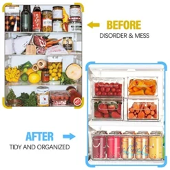 Refrigerator Organizer Bins - 6 Pack Fridge Organizers And Storage Clear, Three Size Clear Stackable Storage Bins For Pantry, Freezer, Cabinet, Drawer - BPA Free -Kitchen Island Sale 51SQUCdoIlL