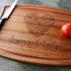 Personalized Cutting Board, Handmade Cutting Board - Personalized Gifts - Wedding Gifts For The Couple, Christmas Gifts, Gift For Parents, Anniversary Gift (6. #4 Couple Romantic Heart Design) -Kitchen Island Sale 51SU67VYjYL 1
