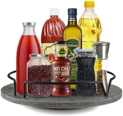 COZLUX Lazy Susan, Turntable Cabinet Organizer, 12 Inch Wood Table Top Spice Organizer For Kitchen Countertop, Pantry, Dining Tables, Rustic Brown Black -Kitchen Island Sale 51SdjFquOsL. AC