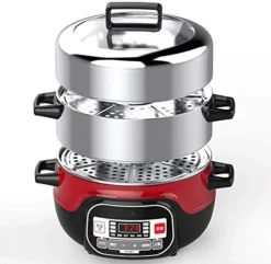 Zone Food Steamer, Premium 304 Stainless Steel Food Steamer Vegetable Steamer 3 Tier Stackable Large Capacity Fast Heat-Up Automatic Shut