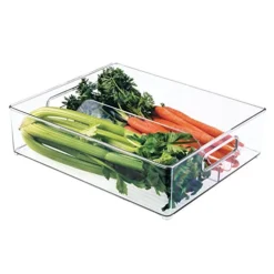 IDesign Recycled Plastic Resipreme Divided Fridge And Freezer, 12” X 4” X 14.5”, Clear