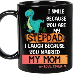 Fathers Day Mugs For Stepdad - Personalized Name I Smile Because Youre My Step Dad, Stepdad Mug From Stepdaughter On Birthday, Christmas Coffee Mug (11oz, White) -Kitchen Island Sale 51SwdQEuAUL. AC