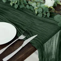 10FT Moss Green Cheesecloth Table Runner, Gauze Fabric Boho Wedding Arbor Decor