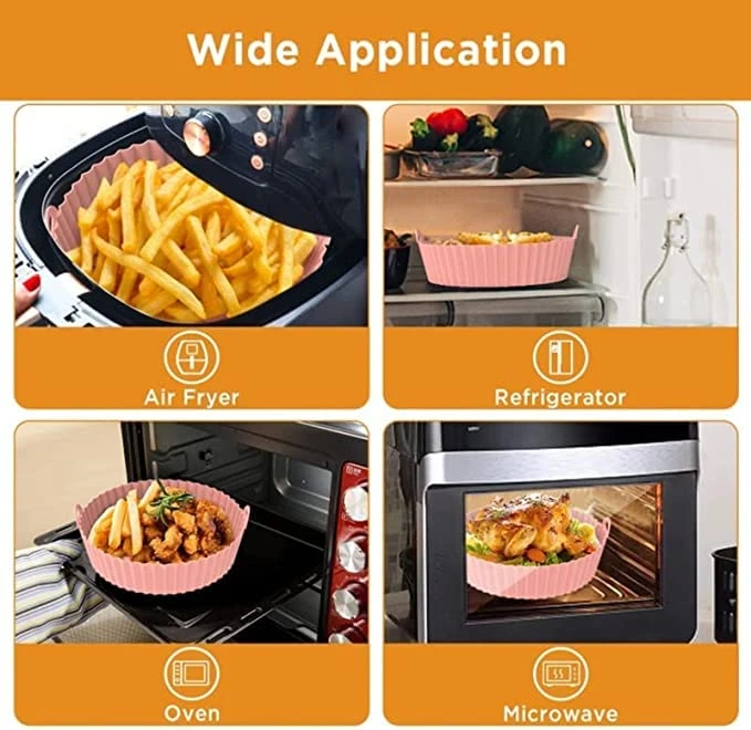 G3 Kitchenware 2-Pack Air Fryer Silicone Liners | Non-Stick Reusable Silicone Air Fryer Liners| Air Fryer Silicone Pot Baking Tray Basket| 8.5 Inch, 5QT – 8QT (Pink&Red) 5 G3 Kitchenware 2-Pack Air Fryer Silicone Liners | Non-Stick Reusable Silicone Air Fryer Liners| Air Fryer Silicone Pot Baking Tray Basket| 8.5 Inch, 5QT – 8QT (Pink&Red) - Image 5