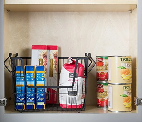 Metal Wire Mesh Stackable Utility Storage Bin, Medium Rectangle, 13x11x9", Black 4 Metal Wire Mesh Stackable Utility Storage Bin, Medium Rectangle, 13x11x9", Black - Image 4