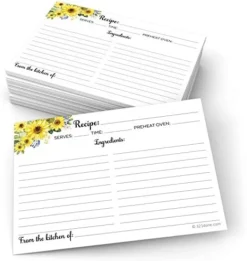 Sunflower Recipe Cards (Set Of 50) 4" X 6" Large - From The Kitchen Of - Double-Sided For Weddings, Bridal, Baby Shower - Made In USA -Kitchen Island Sale 51TMfdWaLJL. AC