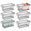 Household Stackable Metal Wire Storage Organizer Bin Basket With Built-In Handles For Kitchen Cabinets, Pantry, Closets, Bedrooms, Bathrooms - 12.5" Wide, 6 Pack - Graphite Gray
