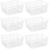 15.2" Metal Wire Baskets For Organizing 6 Pack, Household Pantry Storage Freezer Organizer Bins With Handles, Freezer Baskets For Upright Freezer, Refrigerators, Kitchen Cabinets, White