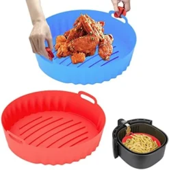 Ilicone Air Fryer Liners, VOVIOSDE 7.5 Inch Reusable Air Fryer Silicone Liners Pot With Anti-heated Clips, 2 PCS Food-Grade Durable Silicone Air Fryer Basket For 3 To 5 QT With Upgraded Groove(Round) -Kitchen Island Sale 51TVlMzJHfL. AC