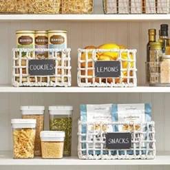 MDesign Hyacinth Open Weave Kitchen Cabinet Pantry Basket With Built-in Chalkboard Label For Organizing Kitchen Pantry, Cabinet, Cupboard, Shelves - Holds Food, Drinks, Snacks, 6 Pack - White Wash 12 MDesign Hyacinth Open Weave Kitchen Cabinet Pantry Basket With Built-in Chalkboard Label For Organizing Kitchen Pantry, Cabinet, Cupboard, Shelves - Holds Food, Drinks, Snacks, 6 Pack - White Wash -Kitchen Island Sale 51TYefMzQaL
