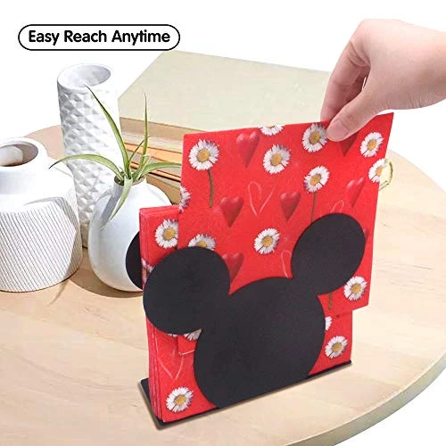 Inex Mickey Mouse Head Stainless Steel Napkin Holder Stand For Kitchen Table Party (Black) 5 Inex Mickey Mouse Head Stainless Steel Napkin Holder Stand For Kitchen Table Party (Black) - Image 5