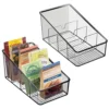 MDesign Plastic Food Packet Organizer Bin Caddy - Storage Station For Kitchen, Pantry, Cabinet, Countertop - Holds Spice Pouches, Dressing Mixes, Hot Chocolate, Tea, Sugar Packets, 2 Pack - Smoke Gray