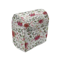 Ambesonne Floral Stand Mixer Cover, Christmas Flowers Pattern In Watercolors Buds Branches Natural Spring Art, Kitchen Appliance Organizer Bag Cover With A Pocket, 6-8 Quarts, Pink Green White