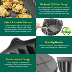 2 Pack Air Fryer Silicone Liners, 7.5 Inch Reusable Food Safe Non-stick Airfryer Basket Baking Tray Oven Accessories, Air Fryers Silicone Pot 3-5 QT Replacement Of Parchment (Gray+Red) -Kitchen Island Sale 51UH4c1J9SL