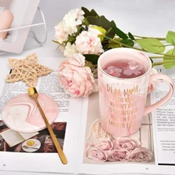 Favorite Child Mugs Dear Mom Dad Mug Set Best Gift From Daughter Son Thanksgiving Birthday Marble Cups With Gift Box Spoon Coaster 14 Oz(Pink/Gray) -Kitchen Island Sale 51UNOQrzngL