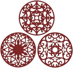 Silicone Trivet ME.FAN 3 Set Silicone Trivet Mat - Multi-Use Intricately Carved Insulated Flexible Durable Non Slip Coasters (Black) -Kitchen Island Sale 51UNj0tLauL. AC
