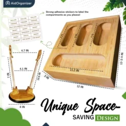 Ziplock Bag Organizer For Drawer - Plastic Bag Organizer - Storage Bag Organizer - Bamboo Drawer Organizer - Kitchen Storage - Plastic Bag Holder - With Ziplock Bag Holder -Kitchen Island Sale 51UZ8LVHnsL