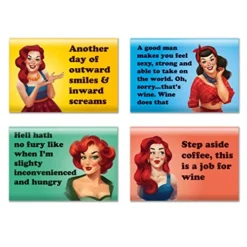 4 Pack Refrigerator Magnets - Funny Fridge Magnet - Perfect Housewarming Gift, Or Gift For Women Friends