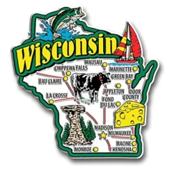 Wisconsin Jumbo State Magnet By Classic Magnets, Collectible Souvenirs Made In The USA