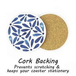 Set Of 6 Coasters For Drinks Absorbing Round Ceramic Stone Coaster With Cork Base,Tabletop Protection Mat For Mugs And Cups,Office,Kitchen (Indigo Blue) -Kitchen Island Sale 51UwzWY2wTL