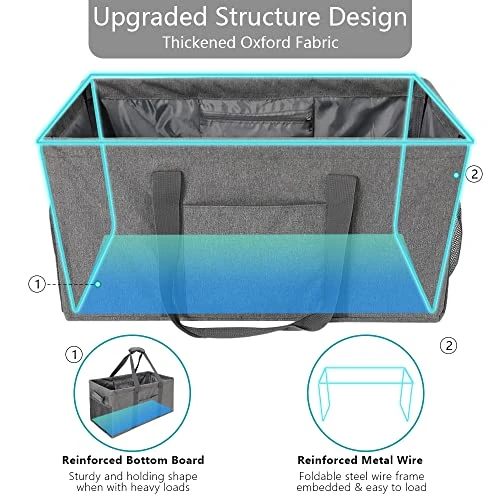 Acnusik Extra Large Utility Tote Bag For Women With Pockets,Canvas Collapsible Tote Bags 2 Acnusik Extra Large Utility Tote Bag For Women With Pockets,Canvas Collapsible Tote Bags - Image 2