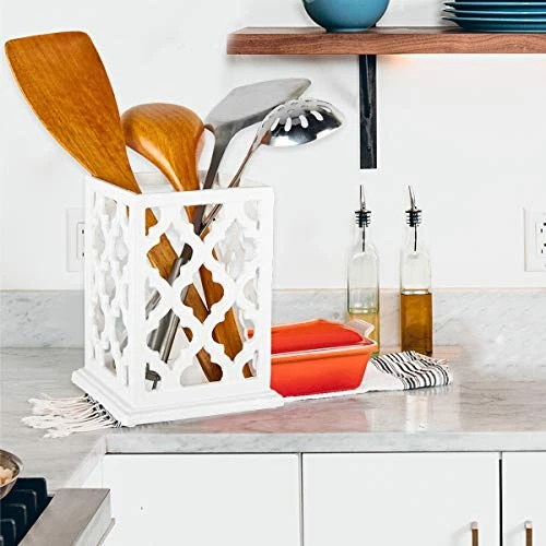 Vintage Decorative Kitchen Utensil Holder Cooking Utensil Organizer Good Gift For Cooking, White, 5.4" L X 5.4" W X7 H 6 Vintage Decorative Kitchen Utensil Holder Cooking Utensil Organizer Good Gift For Cooking, White, 5.4" L X 5.4" W X7 H - Image 6