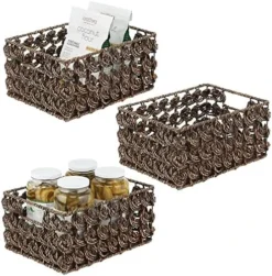 Seagrass Rose Weave Household Basket With Built-in Handles For Storage In Bedroom, Bathroom, Office - Hold Clothes, Blankets, Linens, Accessories, 3 Pack - Natural/Tan -Kitchen Island Sale 51VJ18Hq29L. AC