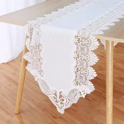 White Lace Table Runner Rectangle Embroidered Flowers Table Cloth For Table Outdoor Wedding Party Reception Table Decor （15.7 X 70 Inch） -Kitchen Island Sale 51VOvO3prGL. AC