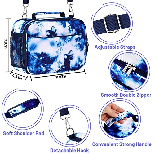 Kids Lunch Box, Durable Insulated Tie Dyed School Lunch Bag For Toddler Boys Girls, Adjustable StrapThermal Cooler Lunch Tote Travel Family Picnic Back To School Lunchbox For Kids Toddler 2 Kids Lunch Box, Durable Insulated Tie Dyed School Lunch Bag For Toddler Boys Girls, Adjustable StrapThermal Cooler Lunch Tote Travel Family Picnic Back To School Lunchbox For Kids Toddler - Image 2