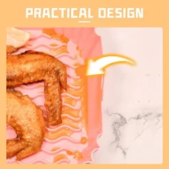 2-Pack Air Fryer Square Silicone Liners Basket, 8 Inch For 4 To 7QT Silicone Air Fryer，Reusable Food Safe Easy Clean Non Stick Air Fryer Accessories For Oven Microwave Air Fry (Grey+Pink) -Kitchen Island Sale 51VQ2wtA0DL