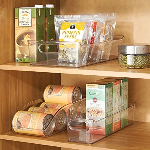 MDesign Long Plastic Soup Can Dispenser Storage Organizer Container Bin For Kitchen Pantry, Countertop, Cabinet, Refrigerator, Freezer, Hold Canned Food, Soda, Water, Ligne Collection, 4 Pack - Clear 3 MDesign Long Plastic Soup Can Dispenser Storage Organizer Container Bin For Kitchen Pantry, Countertop, Cabinet, Refrigerator, Freezer, Hold Canned Food, Soda, Water, Ligne Collection, 4 Pack - Clear - Image 3