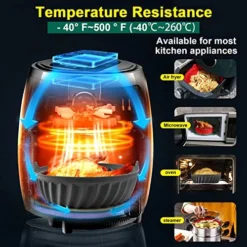 2 Pack Air Fryer Silicone Liners, 7.5 Inch Reusable Food Safe Non-stick Airfryer Basket Baking Tray Oven Accessories, Air Fryers Silicone Pot 3-5 QT Replacement Of Parchment (Gray+Red) -Kitchen Island Sale 51Vd7O4c8HL