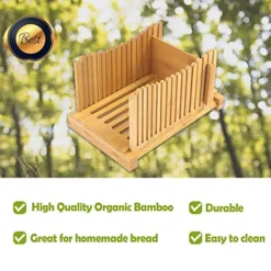 Kitchen Bamboo Bread Slicer, Adjustable Bread Cutting Guide, Foldable Bread Cutter For Homemade Bread, Bread Loaf Slicer With Crumb Catcher (12.5"×8.5"×7") -Kitchen Island Sale 51VpfaqhQiL