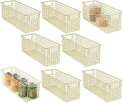MDesign Metal Wire Food Storage Basket Organizer With Handles For Organizing Kitchen Cabinets, Pantry Shelf, Bathroom, Laundry Room, Closets, Garage - Concerto Collection - 8 Pack - Soft Brass -Kitchen Island Sale 51VuO4yb8XL. AC