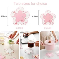 2 Pcs Silicone Coaster Cup Mat Cute Flower Coasters Non Slip Silicone Drink Cup Mat For Drinks PVC Tabletop Protection Mat Bowl Mat Heat Insulation Placemat (Large) -Kitchen Island Sale 51WNDRt13KL