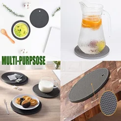 Silicone Trivet Mats Pot Holder, Trivets Hot Pads, Heat Resistant Silicone Pot Holder For Hot Dishes And Hot Pots, Jar Opener, Spoon Holder, Garlic Peeler 5Pcs Dark Grey -Kitchen Island Sale 51WYEzPO9WL