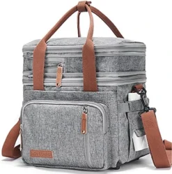 Dult Lunch Box For Work, Expandable Large Lunch Bags For Women Men, Leakproof Double Deck Lunch Box Cooler Tote Bag With Removable Shoulder Strap (Grey) -Kitchen Island Sale 51WagBsItuS. AC