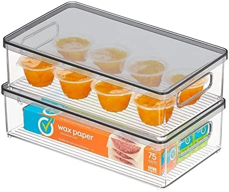 MDesign Plastic Pantry Storage Box Container With Lid And Built-In Handles - Organization For Flour, Cereal, Pasta, Rice, Or Food In Kitchen Cupboard, Ligne Collection, 2 Pack, Clear/Smoke Gray 7 MDesign Plastic Pantry Storage Box Container With Lid And Built-In Handles - Organization For Flour, Cereal, Pasta, Rice, Or Food In Kitchen Cupboard, Ligne Collection, 2 Pack, Clear/Smoke Gray - Image 7