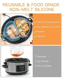 Upgrade Slow Cooker Liners Fit For Crockpot & Hamilton Beach, Reusable Silicone Crock Pot Liner Insert Fits 6-8 Quart Oval Slow Cooker, Leakproof, BPA Free, Handwash, Dishwasher Safe, 2pcs -Kitchen Island Sale 51Wy8tHWJlL