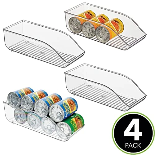 MDesign Long Plastic Soup Can Dispenser Storage Organizer Container Bin For Kitchen Pantry, Countertop, Cabinet, Refrigerator, Freezer, Hold Canned Food, Soda, Water, Ligne Collection, 4 Pack - Clear 2 MDesign Long Plastic Soup Can Dispenser Storage Organizer Container Bin For Kitchen Pantry, Countertop, Cabinet, Refrigerator, Freezer, Hold Canned Food, Soda, Water, Ligne Collection, 4 Pack - Clear - Image 2