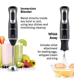GHB2360 12 Speed Illuminating Immersion Hand Blender With Turbo Mode - Comfortable Ergonomic Handle - Whisk Attachment Included - Integrated LED Spotlight - 300 Watt Motor - Black -Kitchen Island Sale 51XFa7VxT7L