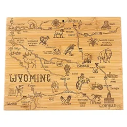 Destination Wyoming State Shaped Serving And Cutting Board, Includes Hang Tie For Wall Display
