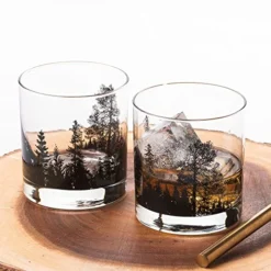 Black Lantern Whiskey Glasses – Cocktail Glasses And Glassware Sets, Old Fashioned Rocks Glass For Bourbon, Scotch, Whiskey, Forest Landscape Design, Set Of 2 Glasses -Kitchen Island Sale 51XiJtI2fGL