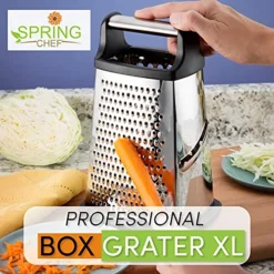Professional Box Grater, Stainless Steel With 4 Sides, Best For Parmesan Cheese, Vegetables, Ginger, XL Size, Black -Kitchen Island Sale 51XkCD3c80S