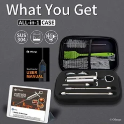 Ofargo 304-Stainless Steel Meat Injector Syringe With 4 Marinade Needles And Travel Case For BBQ Grill Smoker, 2-oz Large Capacity, Both Paper User Manual And E-Book Recipe -Kitchen Island Sale 51XkQZ6yJvL