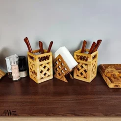 , Premium Utensil Holder 2 Set In Rustic Wood For Farmhouse Kitchen Decor, Countertop Organizer And Cooking Tools Storage, 100% Ash Wood -Kitchen Island Sale 51Xo3bIiKhL